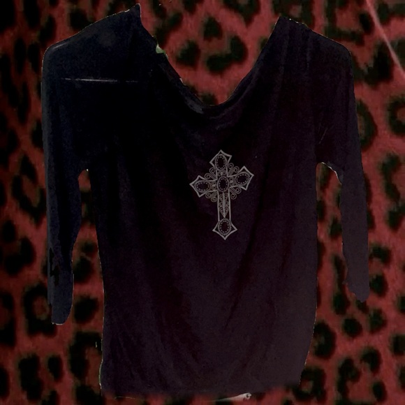 Charlotte Russe Tops - Charlotte Russe Vintage Y2K McBling Cross Blouse